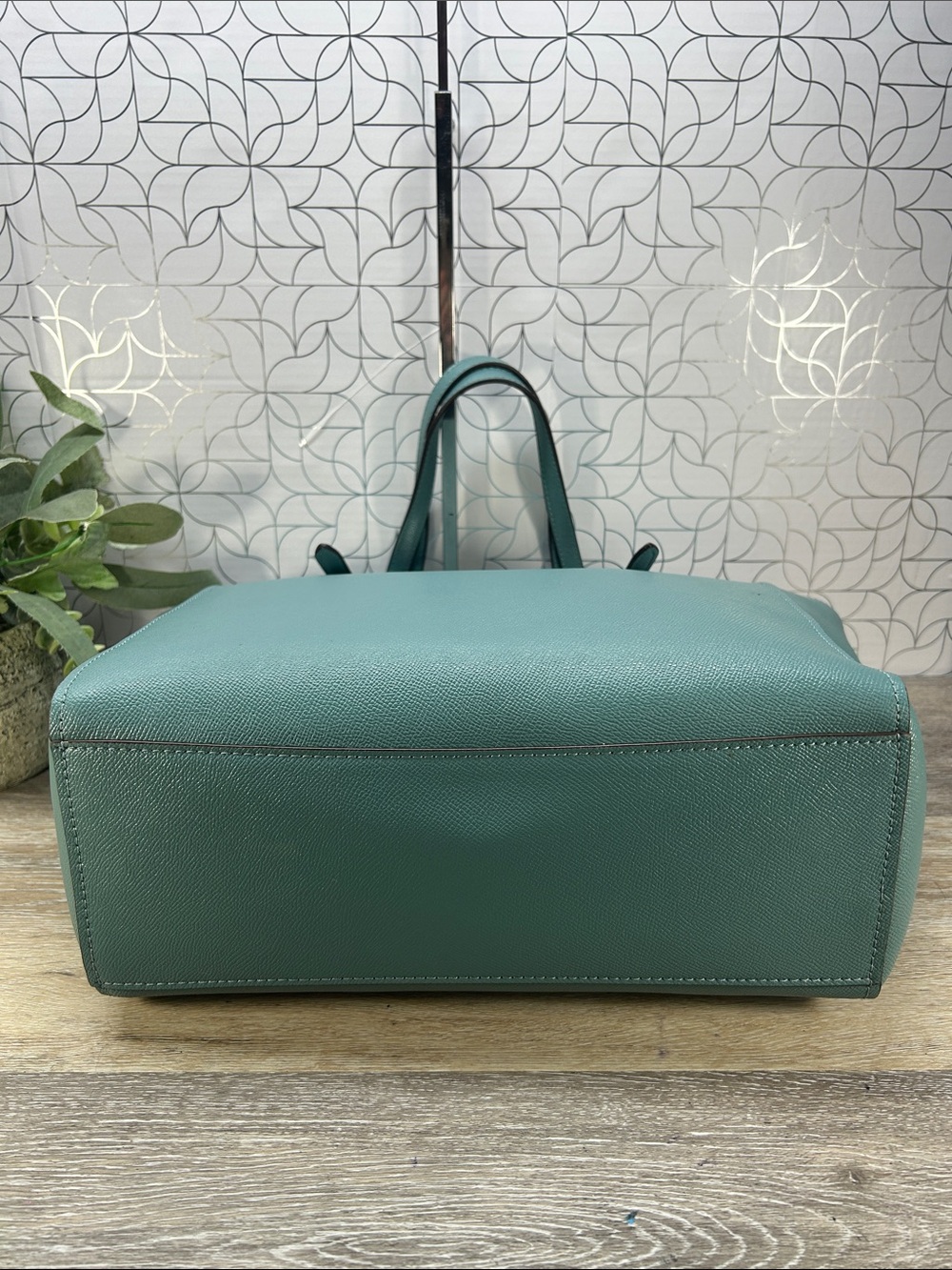 3674 Coach Teal Leather large Tote Bag 267023674 - Picture 3 of 15